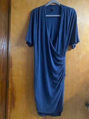 Banana Republic Navy Wrap-Style Midi Dress MED